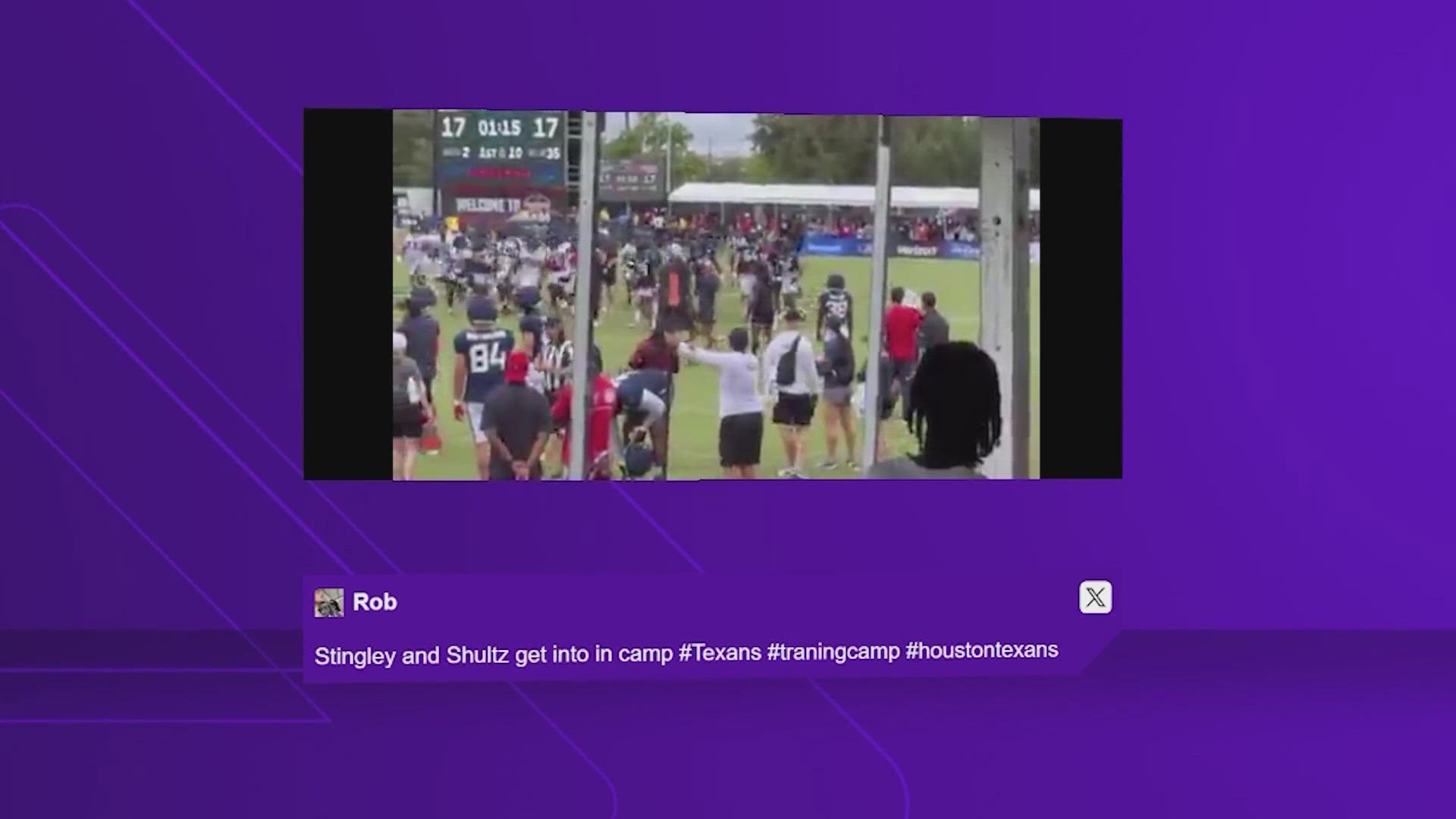 A fight broke out at Texans training camp after Derek Stingley Jr. put a hit on Dalton Schultz.