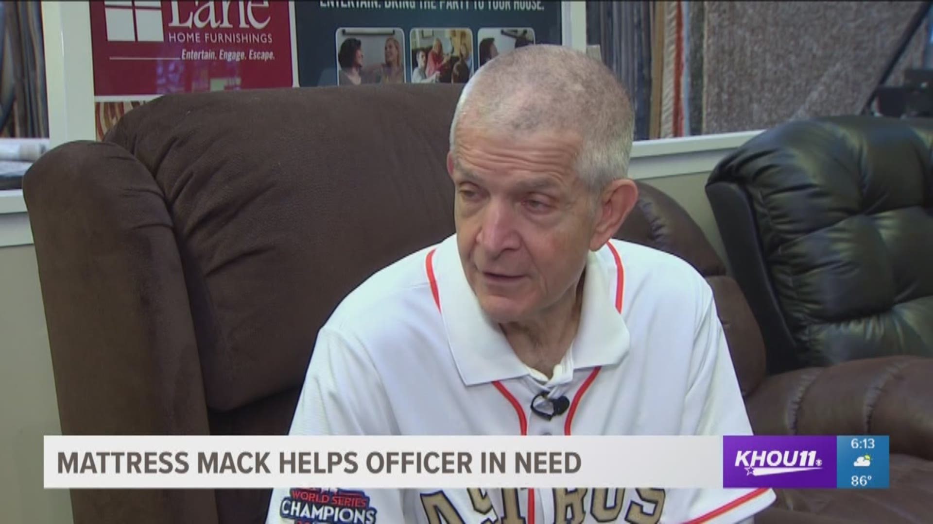 Jim McIngvale, known locally as Mattress Mack, helped out a local Houston Police officer who was injured in the line of duty three months ago. 