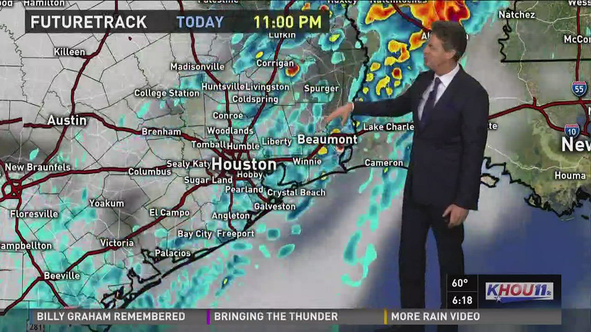 KHOU 11 Chief Meteorologist David Paul says there will be scattered heavy showers Wednesday evening.