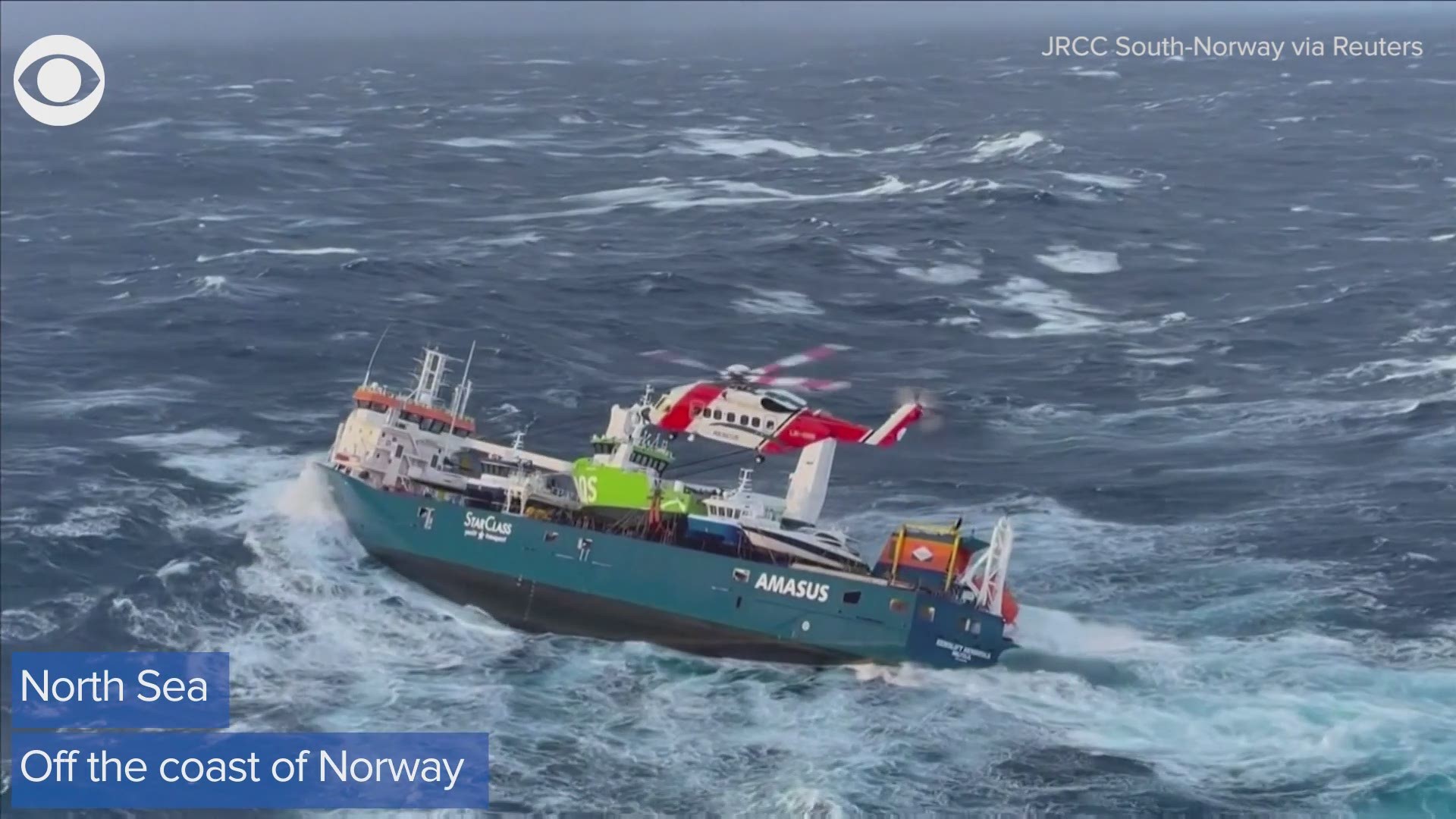 Crew members on a Dutch cargo ship were evacuated during stormy weather on Monday (4/5).