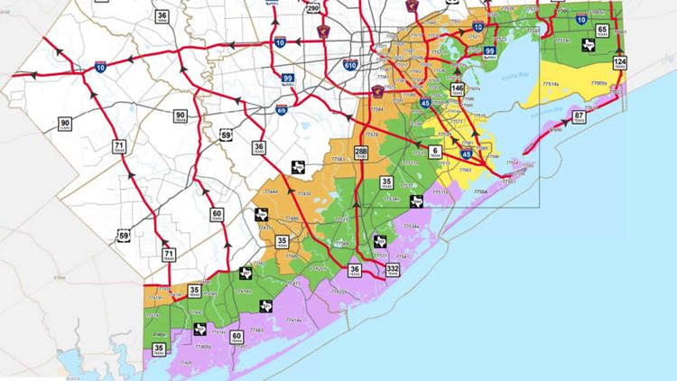 Dialing Code Map Know your evacuation route | Zip code by zip code map | khou.com
