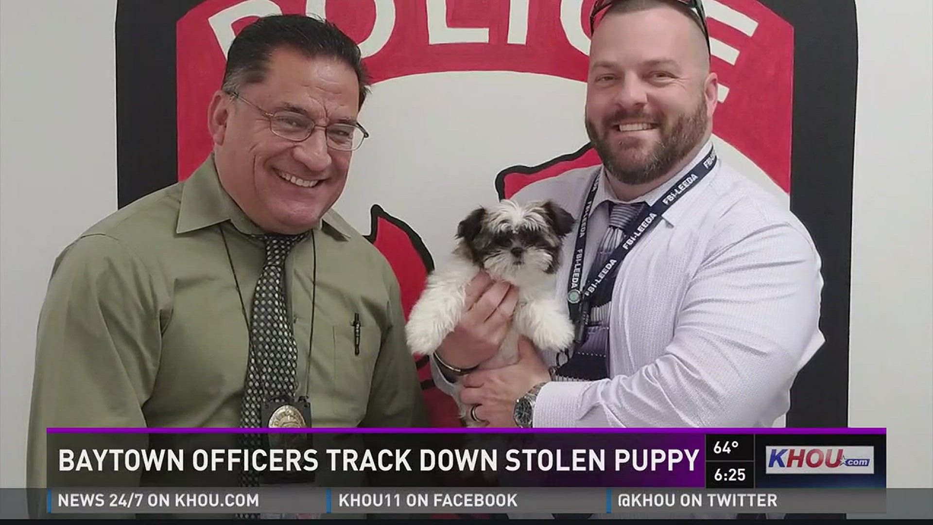 A North Carolina family will soon get their puppy back, thanks to Baytown police and Facebook users.