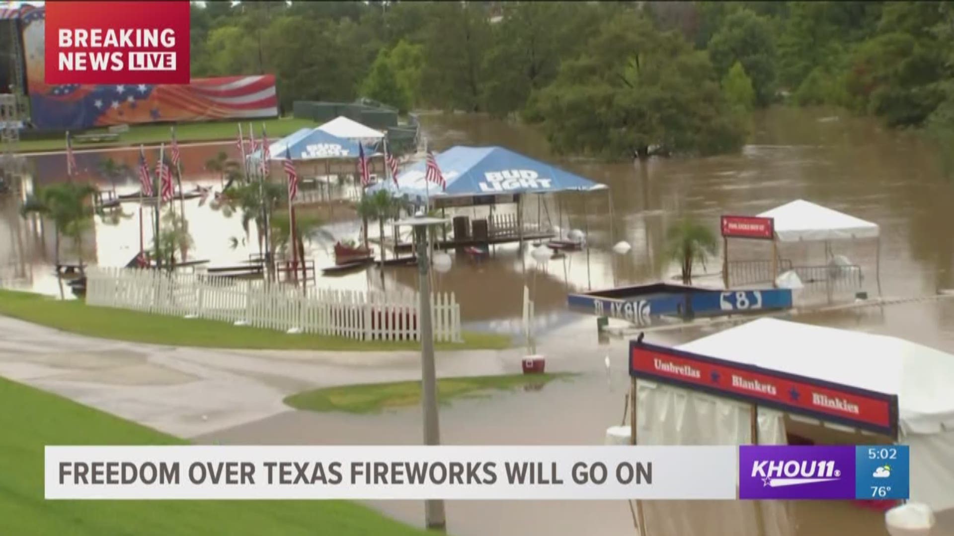 Despite flooding, Freedom Over Texas fireworks will still go on.