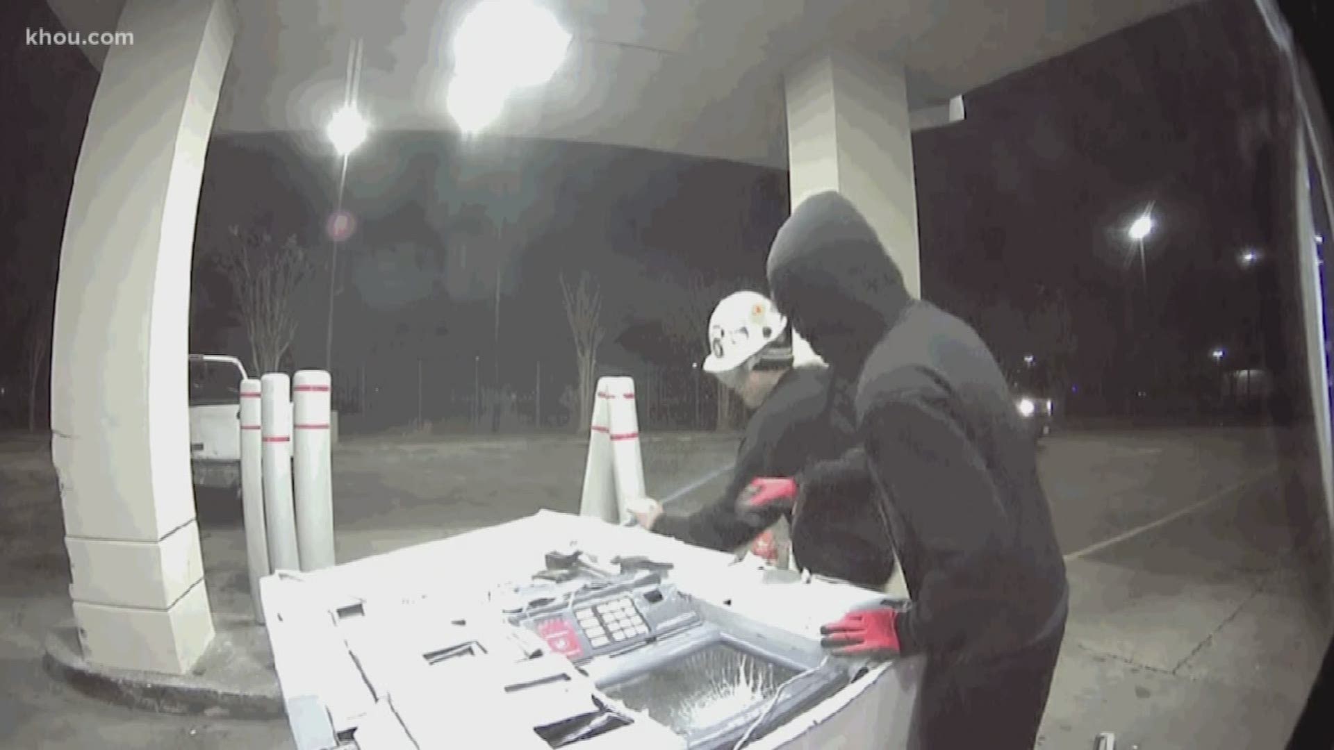 Houston Crime Stoppers hopes someone will recognize the men responsible for a destructive failed ATM heist in southwest Houston.