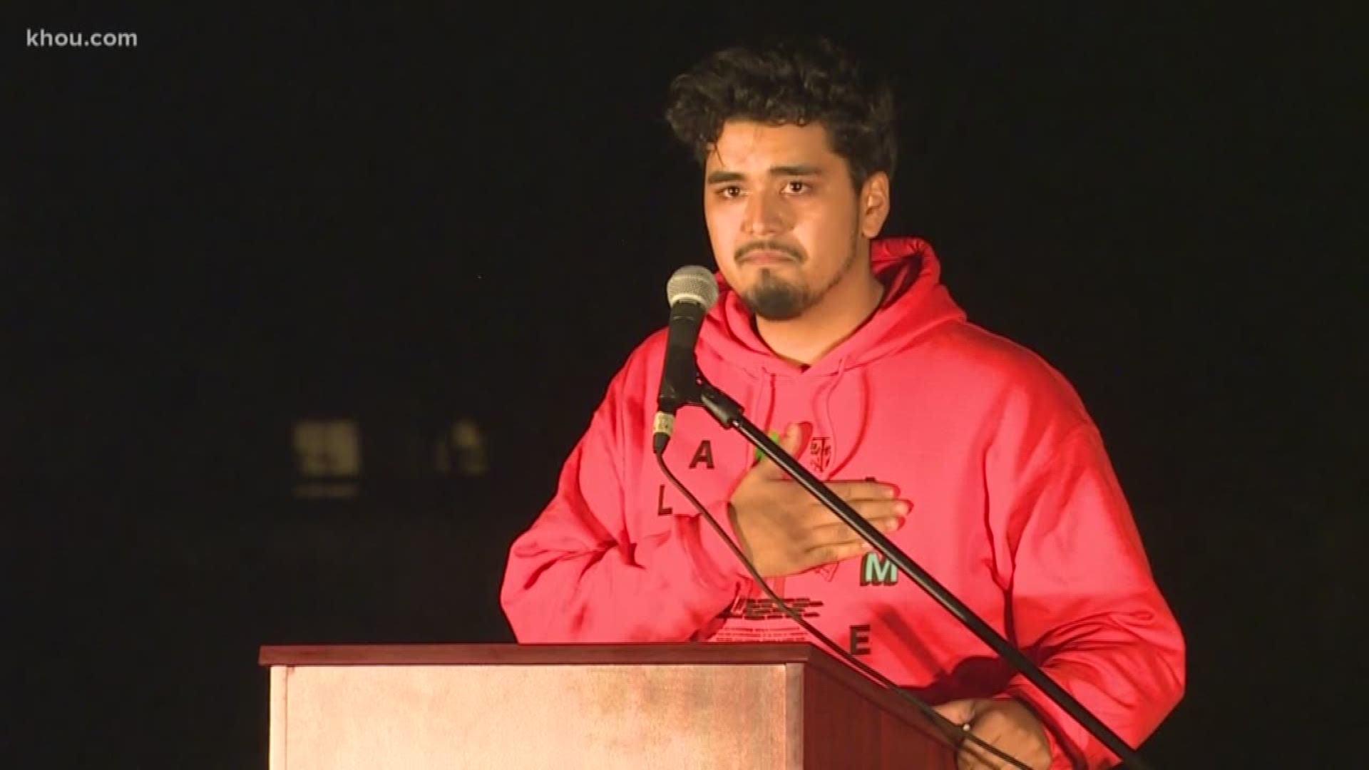 The brother of the student who was killed during a shooting at Bellaire High School on Tuesday, spoke publicly for the first time during a candlelight vigil.