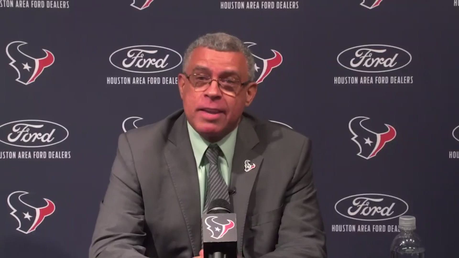 The Houston Texans introduced their new head coach David Culley at a news conference Friday, Jam. 29.