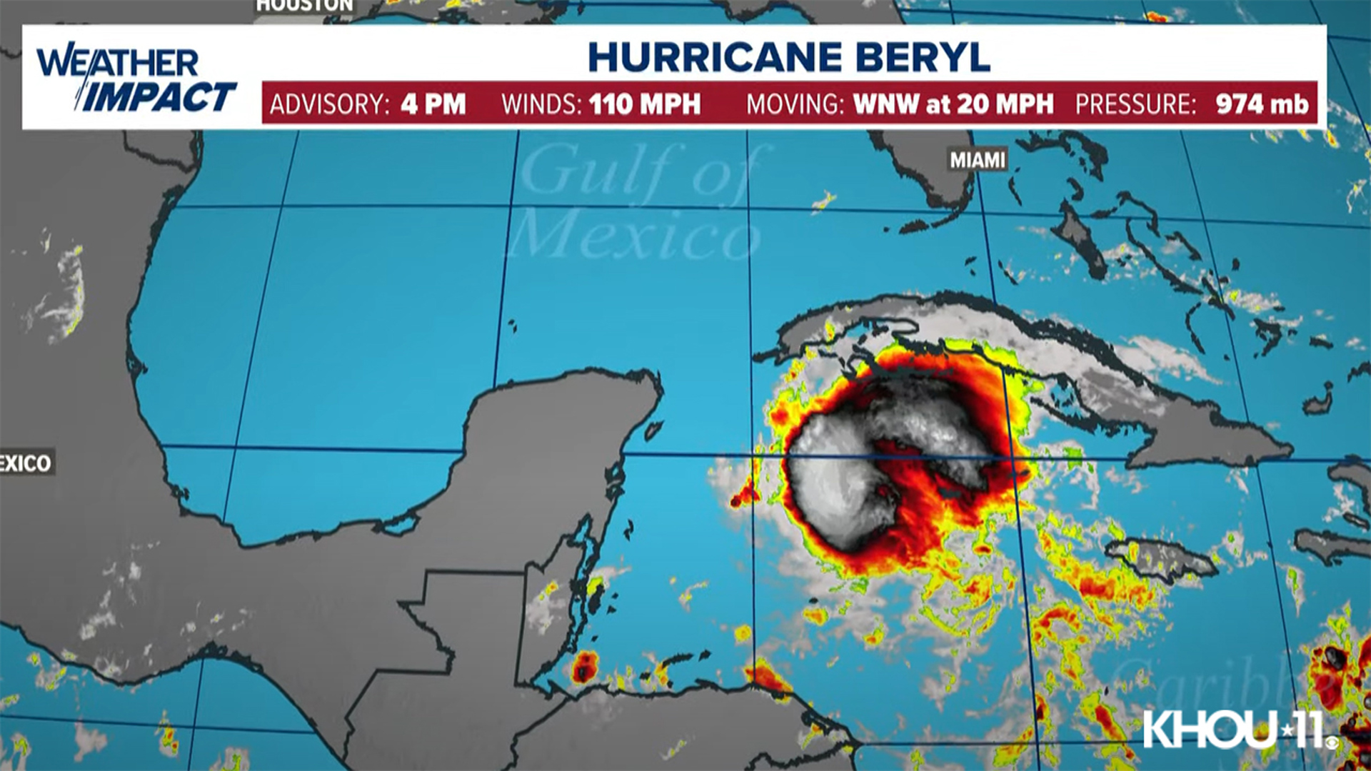 KHOU 11 Meteorologist Chris Ramirez on what effect the Yucatan Peninsula will have on Hurricane Beryl before it moves into the Gulf of Mexico.
