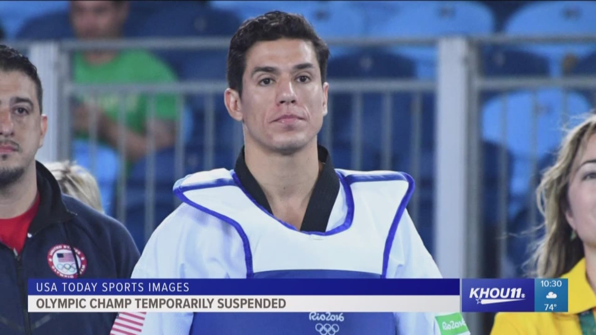 Two-time Olympic taekwondo champion Steven Lopez has been temporarily suspended after four women filed a lawsuit in federal court accusing USA Taekwondo and the U.S. Olympic Committee of sex trafficking.