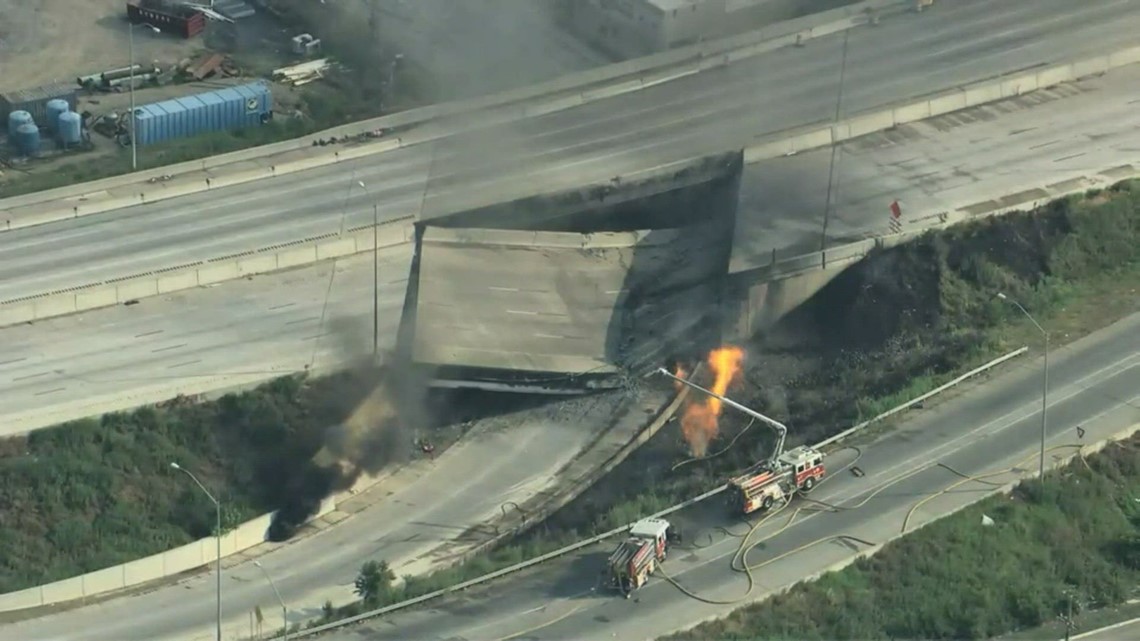 Portion of I-95 collapses in Philadelphia after large truck fire | khou.com