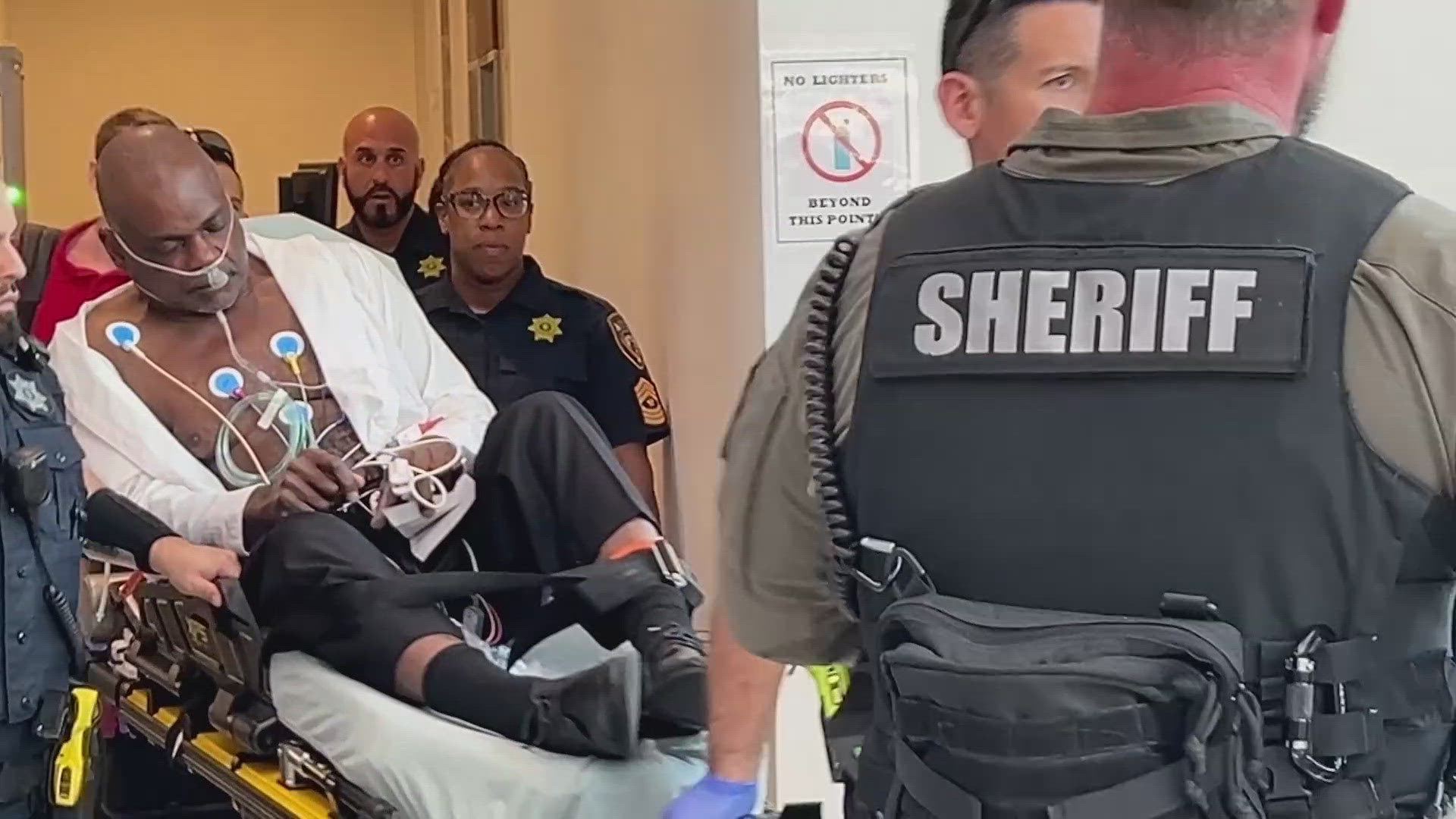 The medical episode happened during Goines' sentencing phase on Thursday. He was convicted of murder following the 2019 botched Harding Street raid.