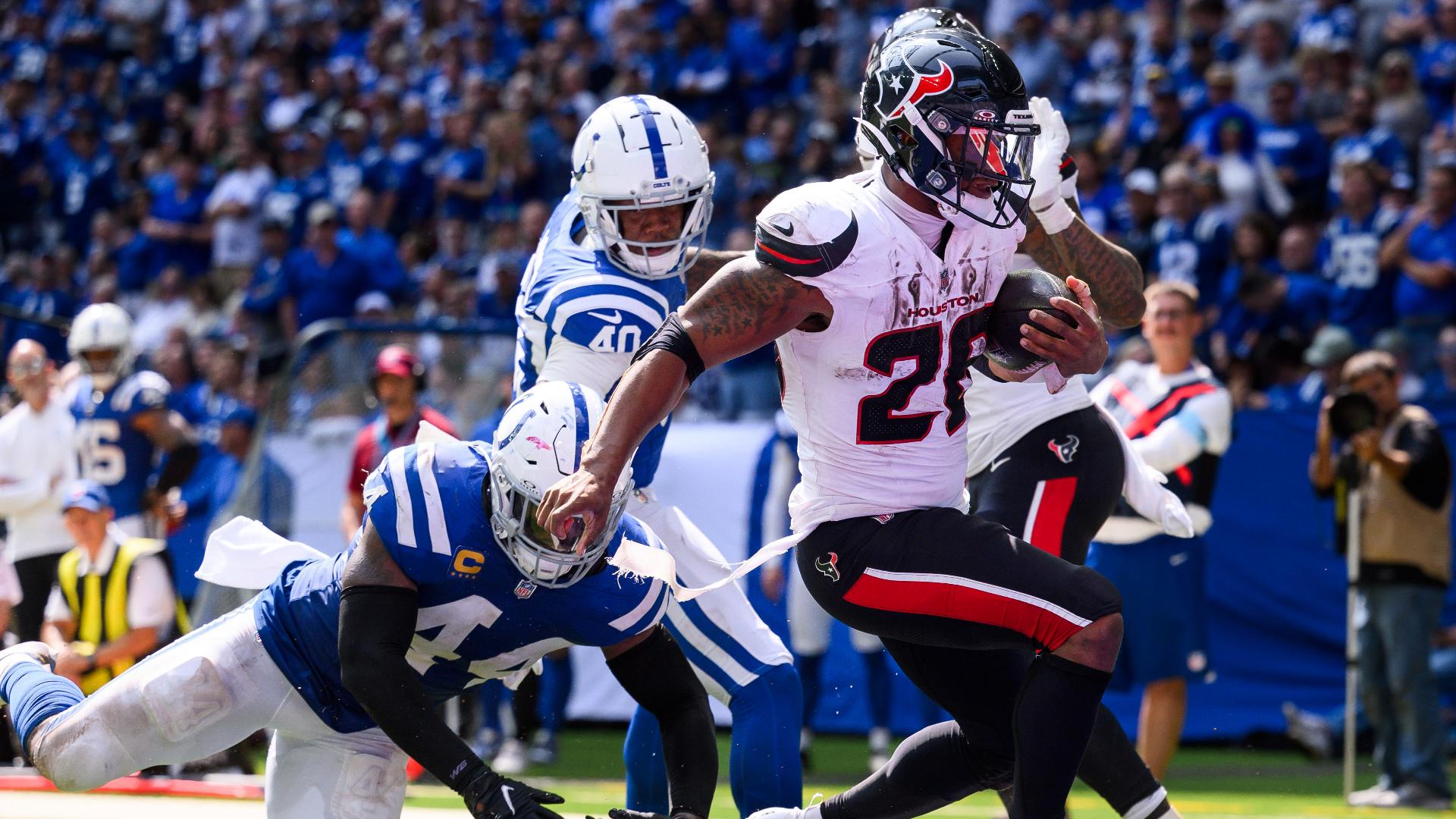 In his first game with the Texans, Mixon gained 159 yards and found the end zone once.