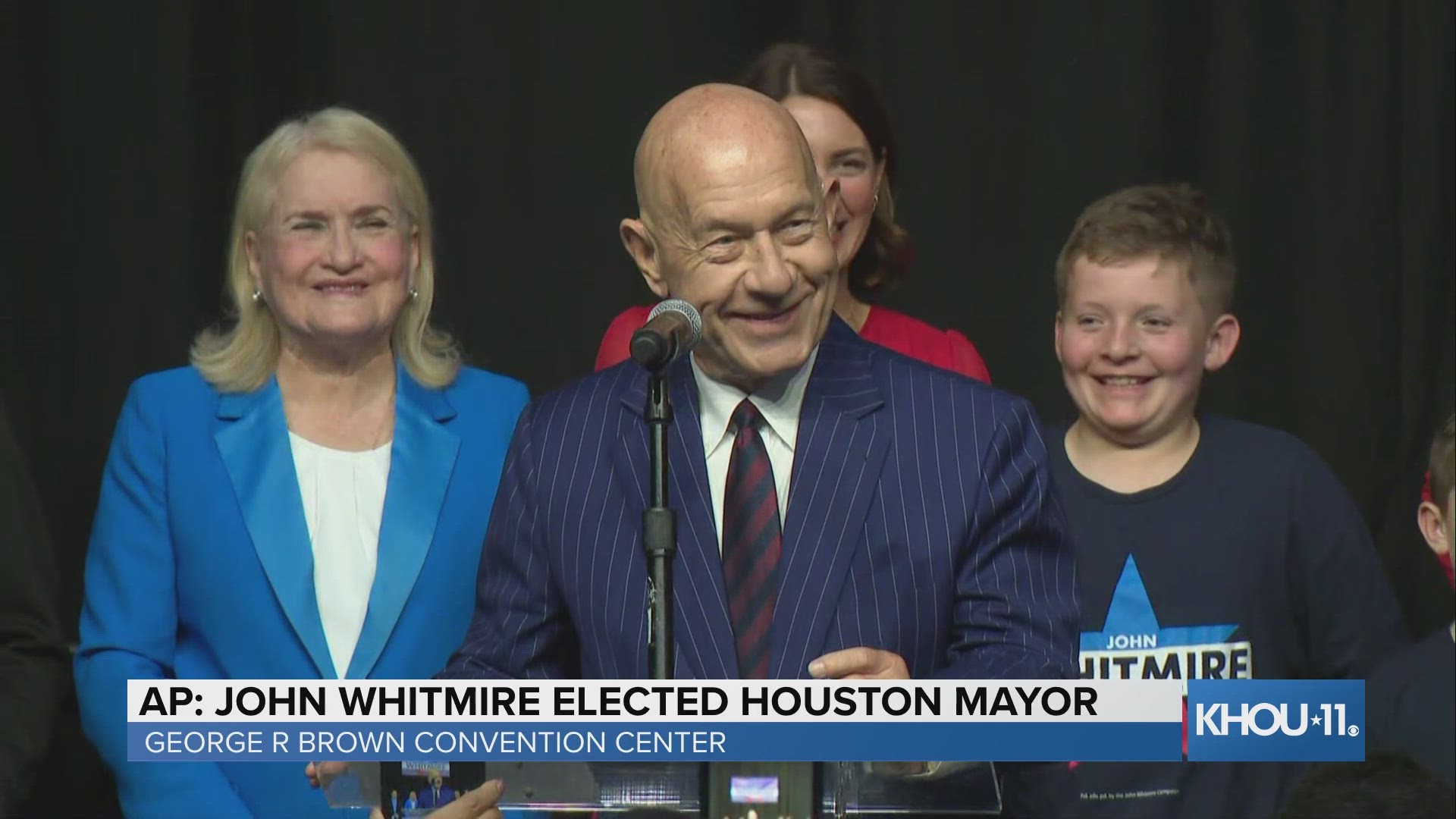 The projected winner of the Houston mayor runoff race, John Whitmire addresses his supporters.