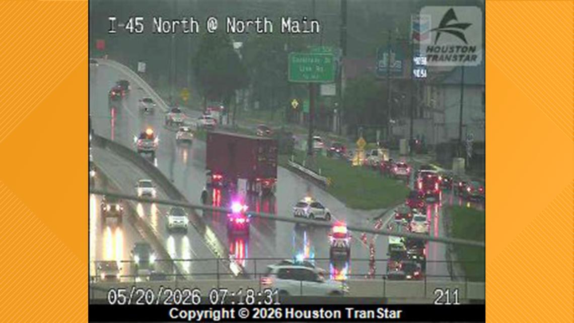 I-45 headed north at N Main Street reopens after big rig crash