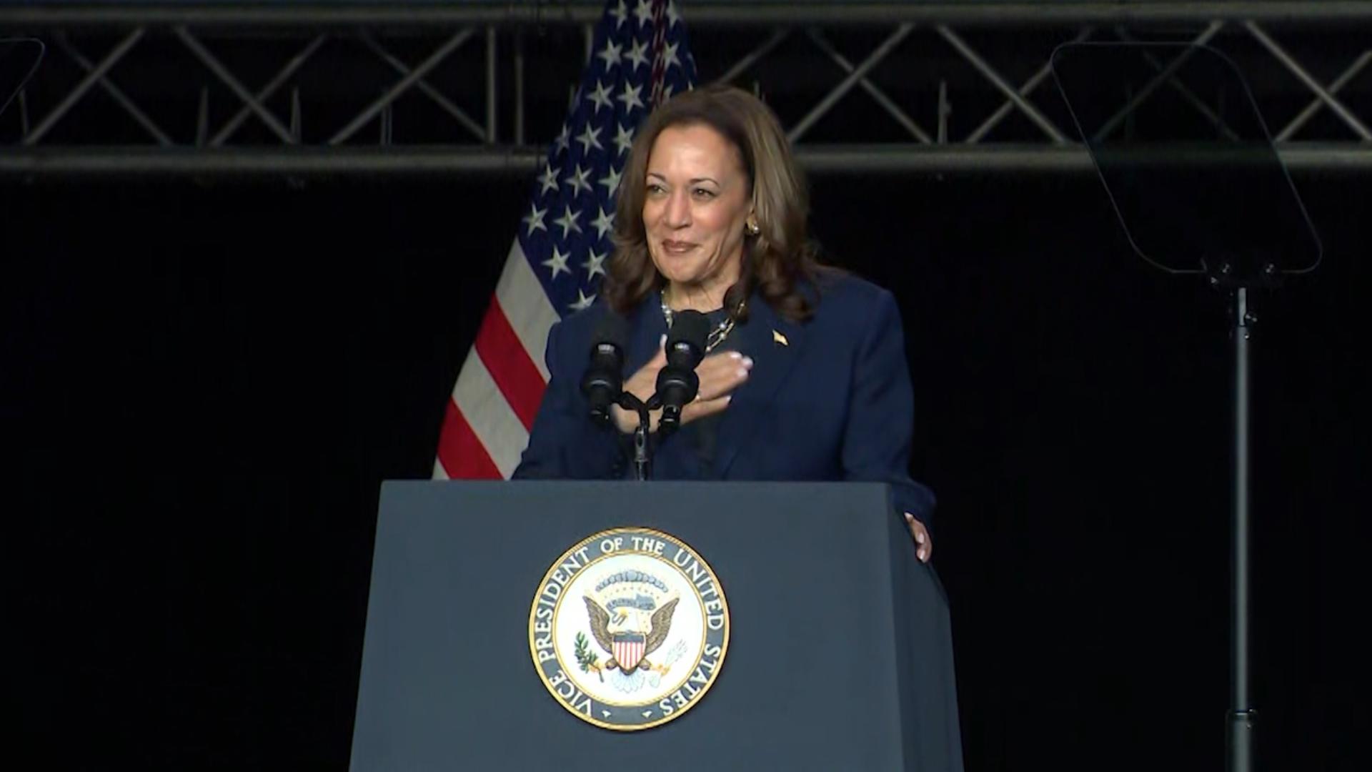 The presumptive Democratic presidential nominee spoke to Sigma Gamma Rho members during their 60th International Biennial Boule at the GRB Convention Center.