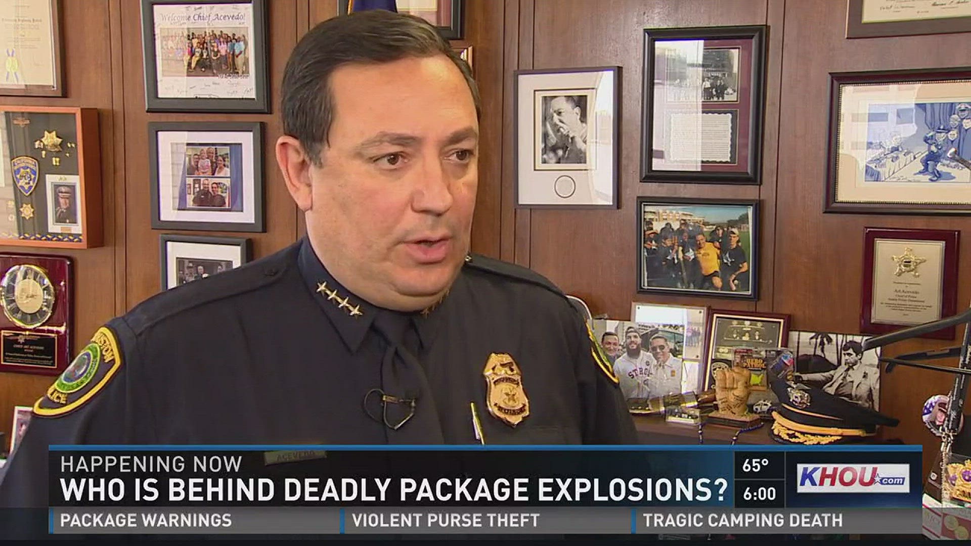 Houston Police Chief Art Acevedo is warning residents in our area to be vigilant after three packages left on door steps in Austin exploded and killed two people.