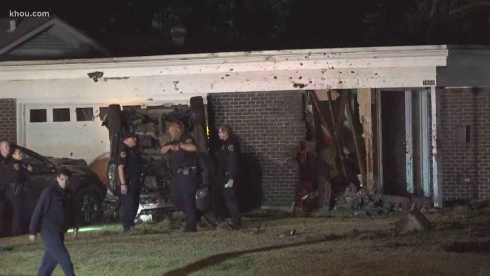 A driver is dead after his car burst into flames after he crashed into a home in southeast Houston. Police said the driver was speeding and lost control.