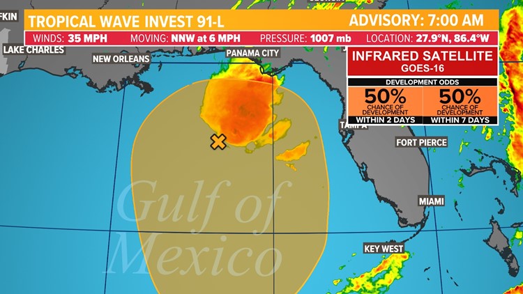 Tropical wave in Gulf has 50 percent chance of development