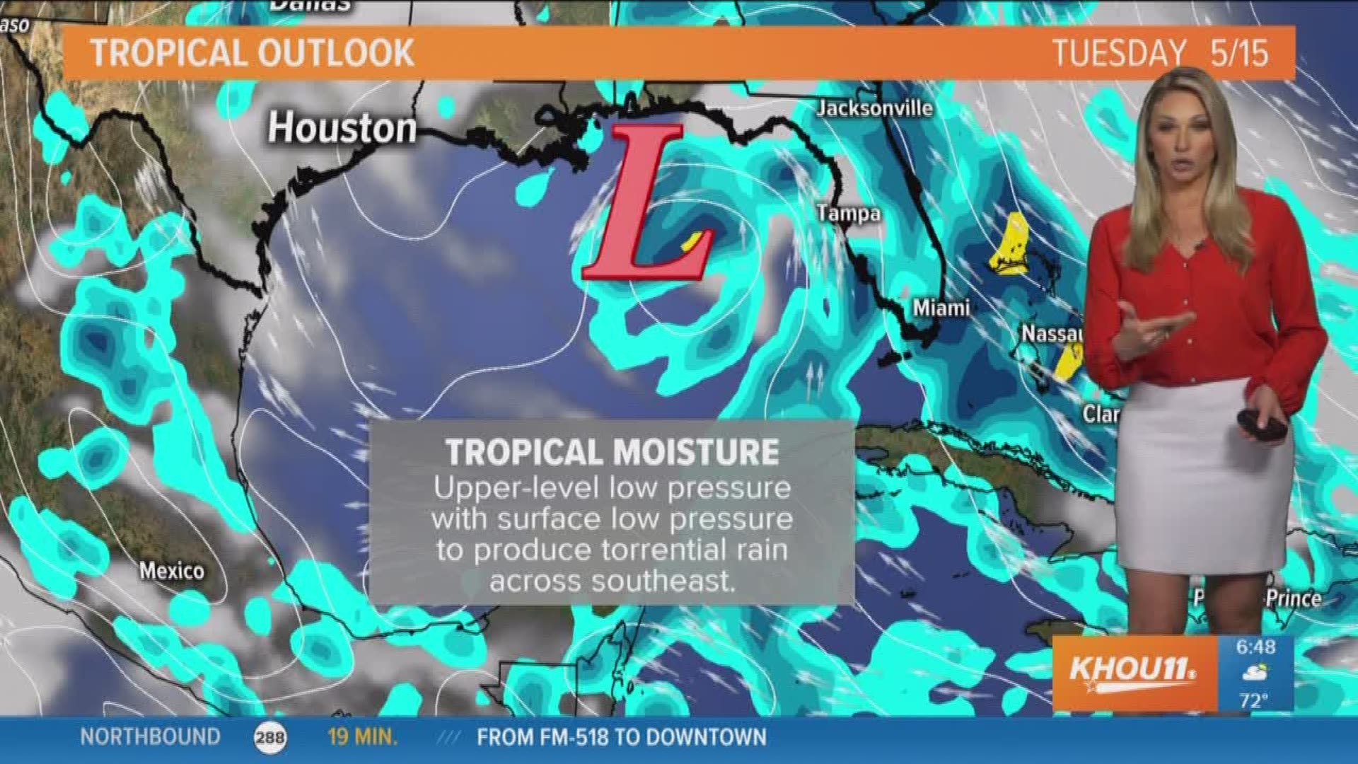 KHOU 11 Meteorologist Chita Craft says the National Hurricane Center is monitoring the possibility of tropical activity in the Gulf. It will likely bring rain to Florida.