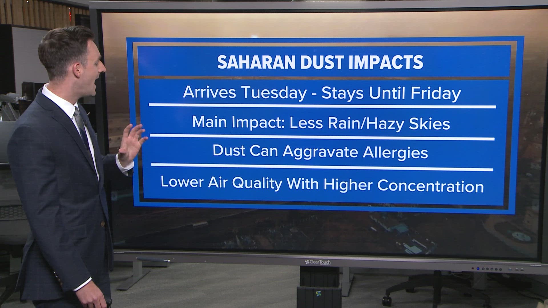 The dust is expected to arrive as early as Tuesday, July 25 and stick around through Friday, July 28.