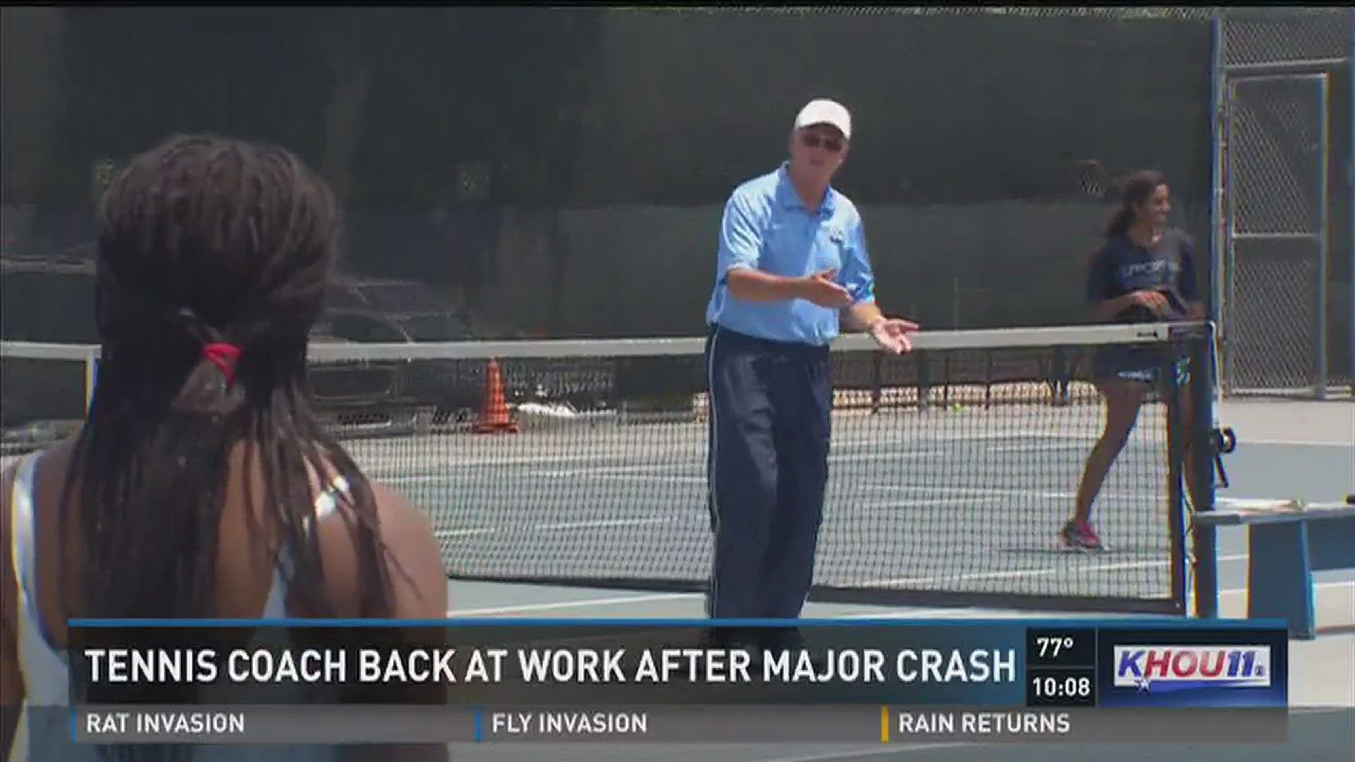 After a tennis coach spent months in the hospital and in rehab after a terrible car accident, he is now back to doing what he loves.