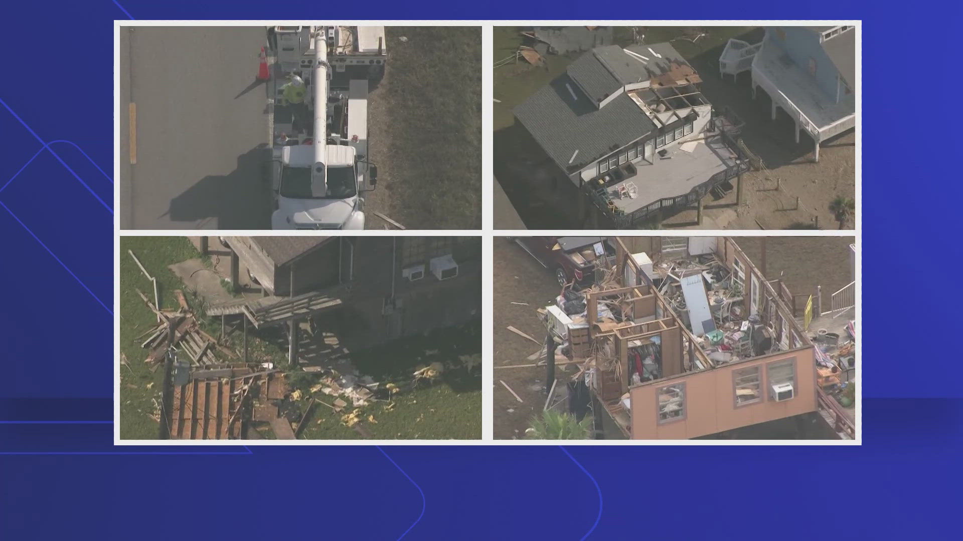 A bird's-eye view of the damage caused by Beryl in Galveston. This video was taken on Wednesday, July 10, 2024.