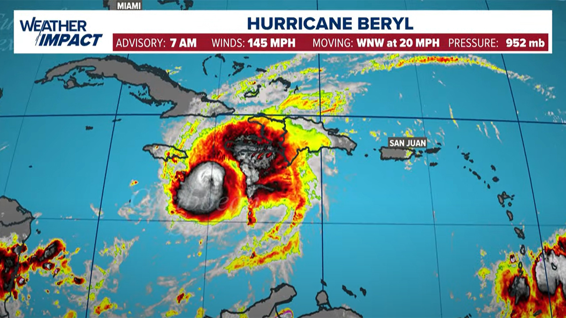 Hurricane Beryl roared through open waters Wednesday as a powerful Category 4 storm headed toward Jamaica after earlier making landfall in the southeast Caribbean.