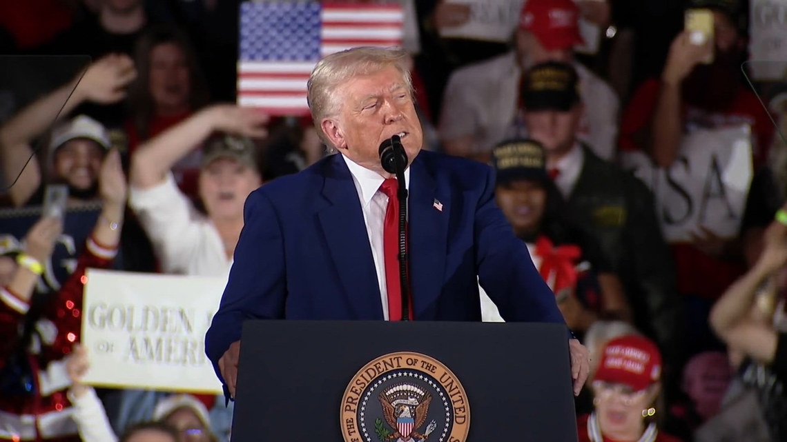 President Trump holds rally in Michigan marking first 100 days in ...