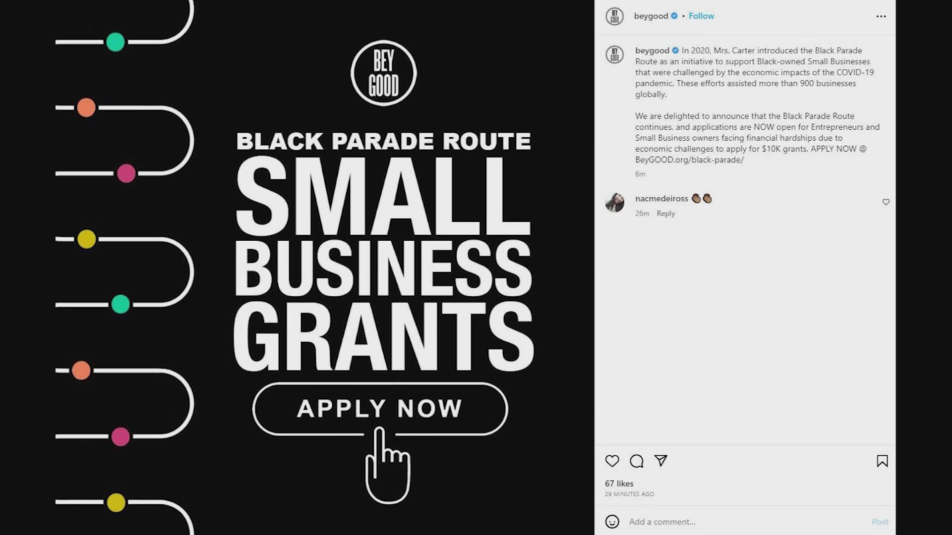 Beyoncé giving $2M in small business grants, scholarships during 