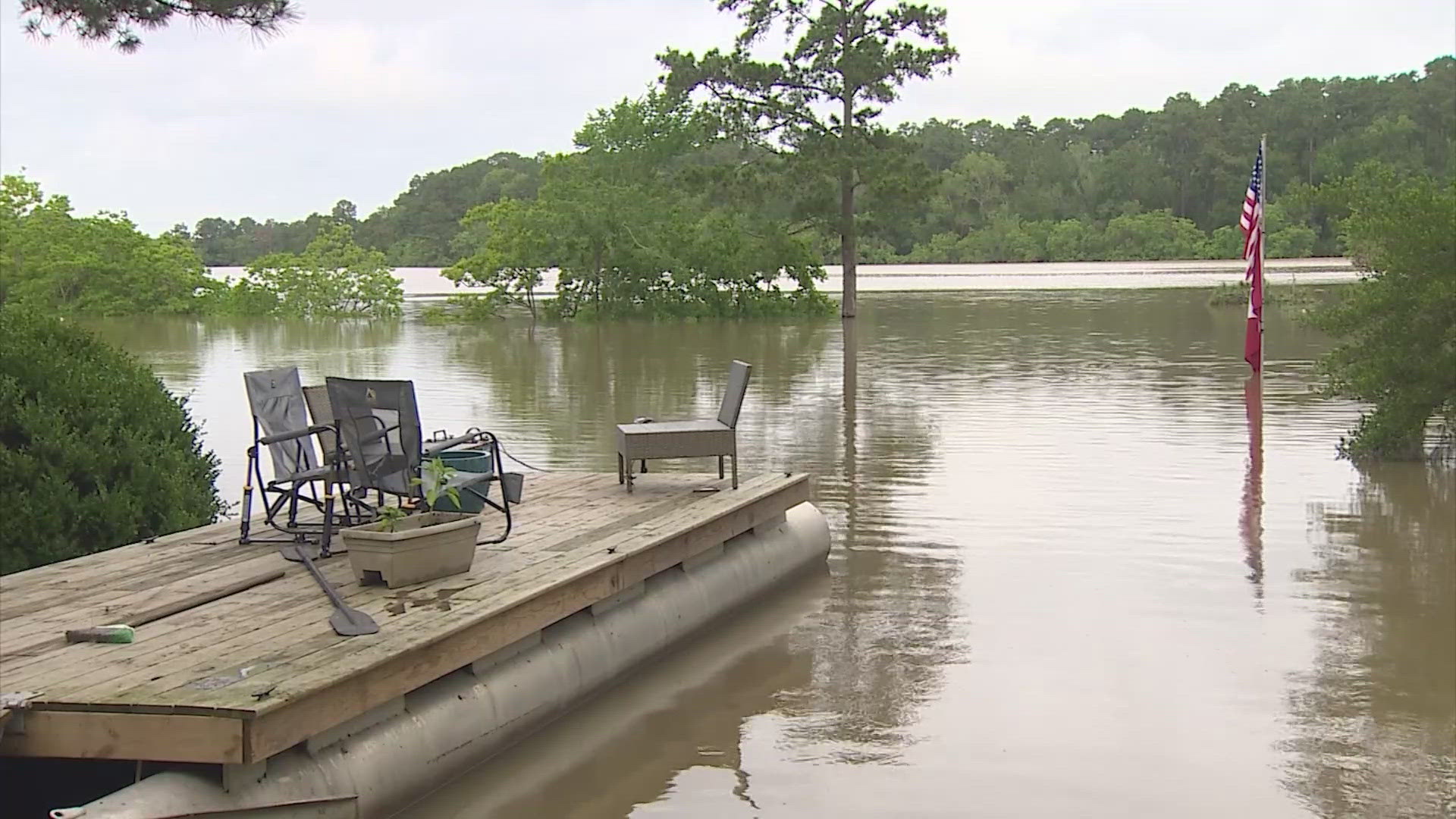 Residents near Humble are stranded by floodwater, with more rain on the way.