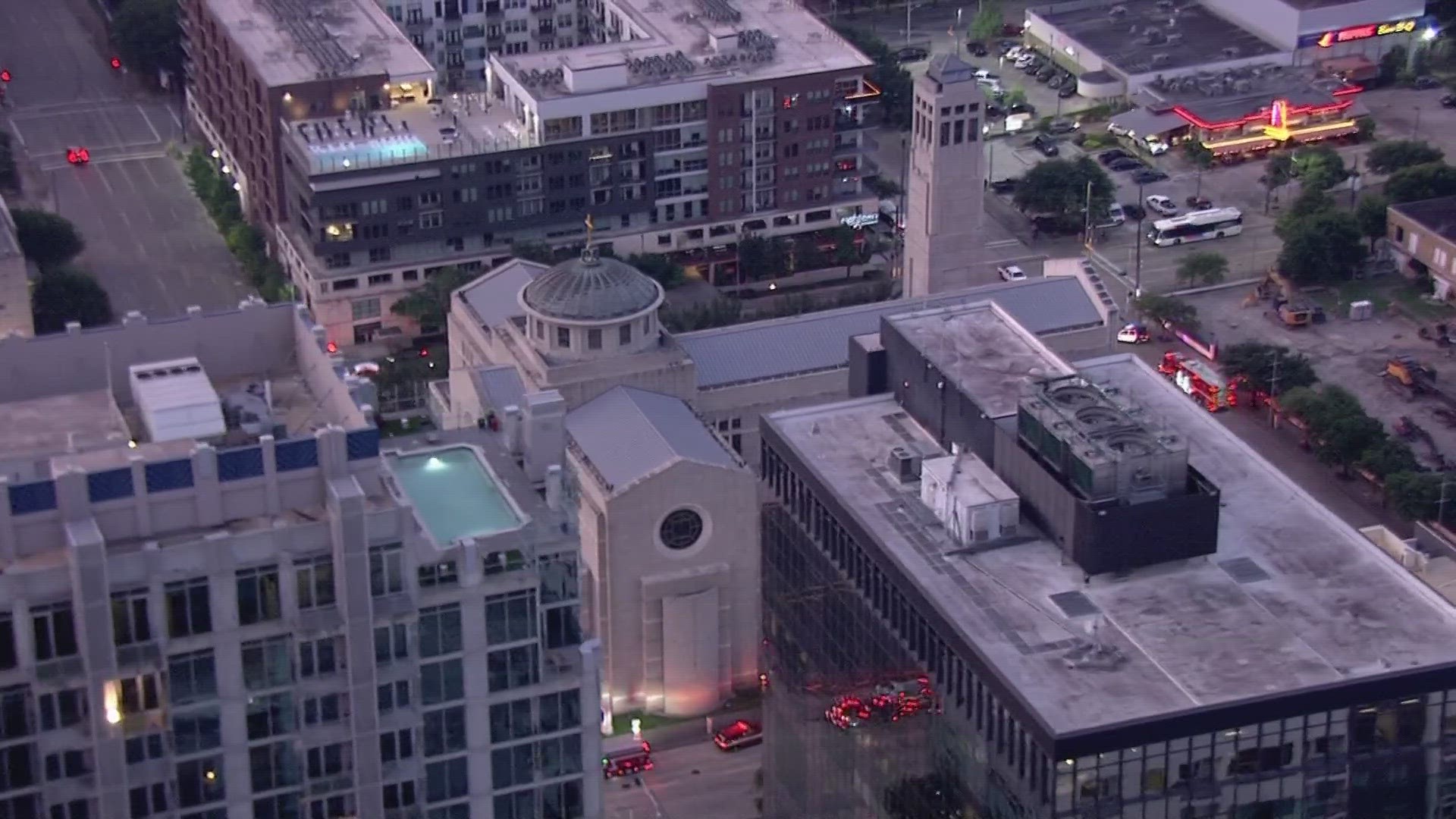 Firefighters have responded to a two-alarm fire at the Co-Cathedral of the Sacred Heart Church in downtown Houston Friday morning.