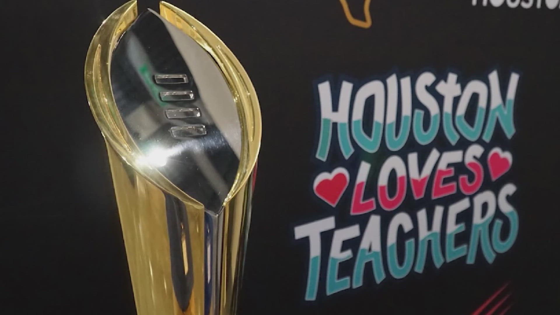 Ahead of Monday’s CFP National Championship game at NRG Stadium, organizers said they are helping thousands of teachers across the area.