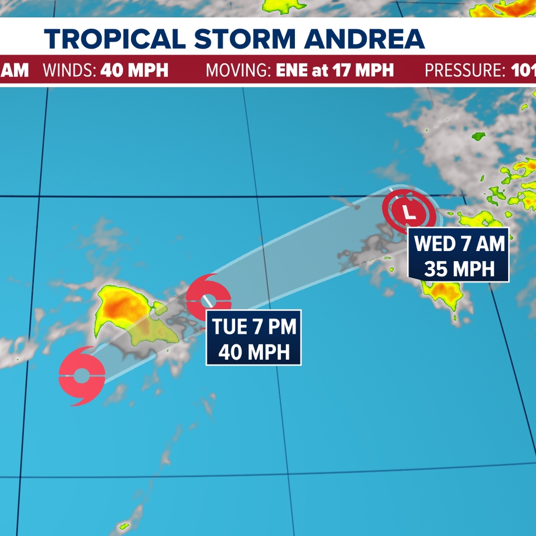 Andrea becomes the first tropical storm of the season in the Atlantic ...