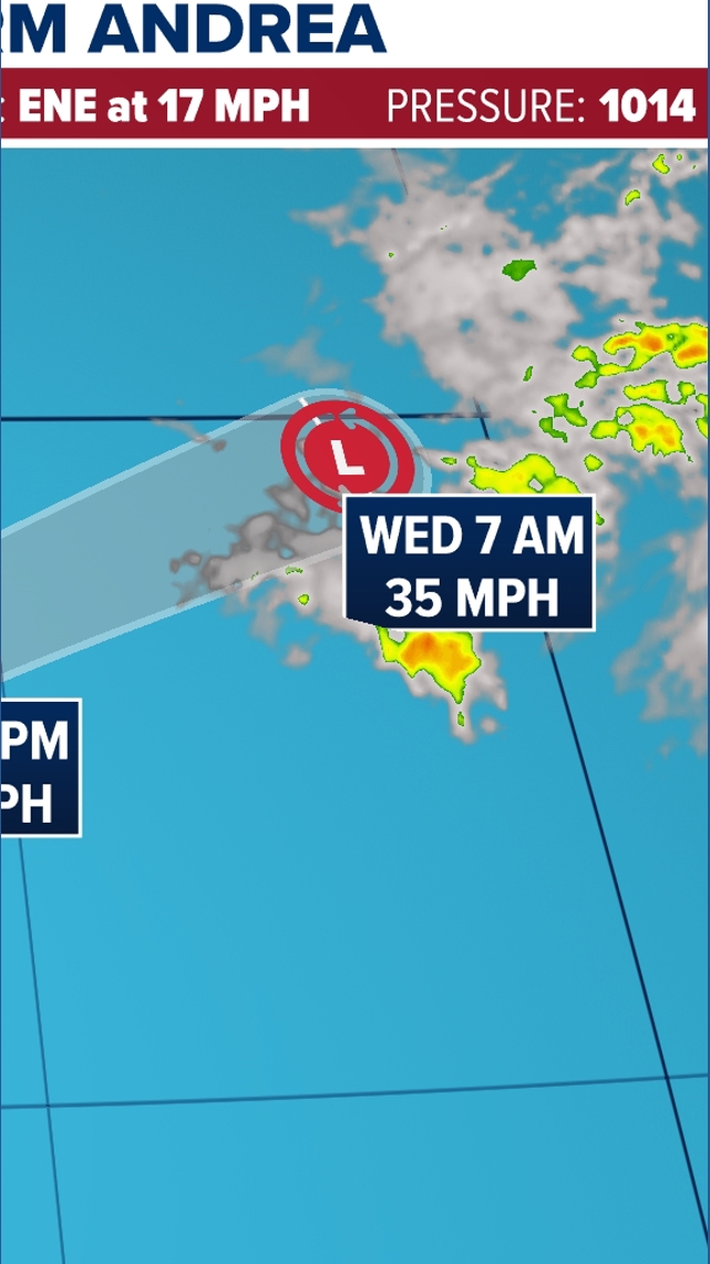 Andrea becomes the first tropical storm of the season in the Atlantic ...