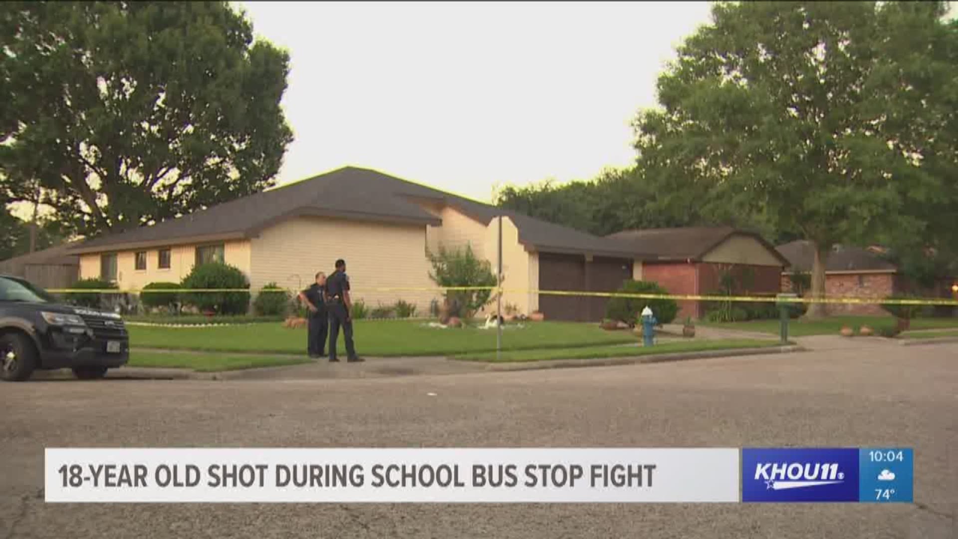 18-year-old shot during school bus stop fight