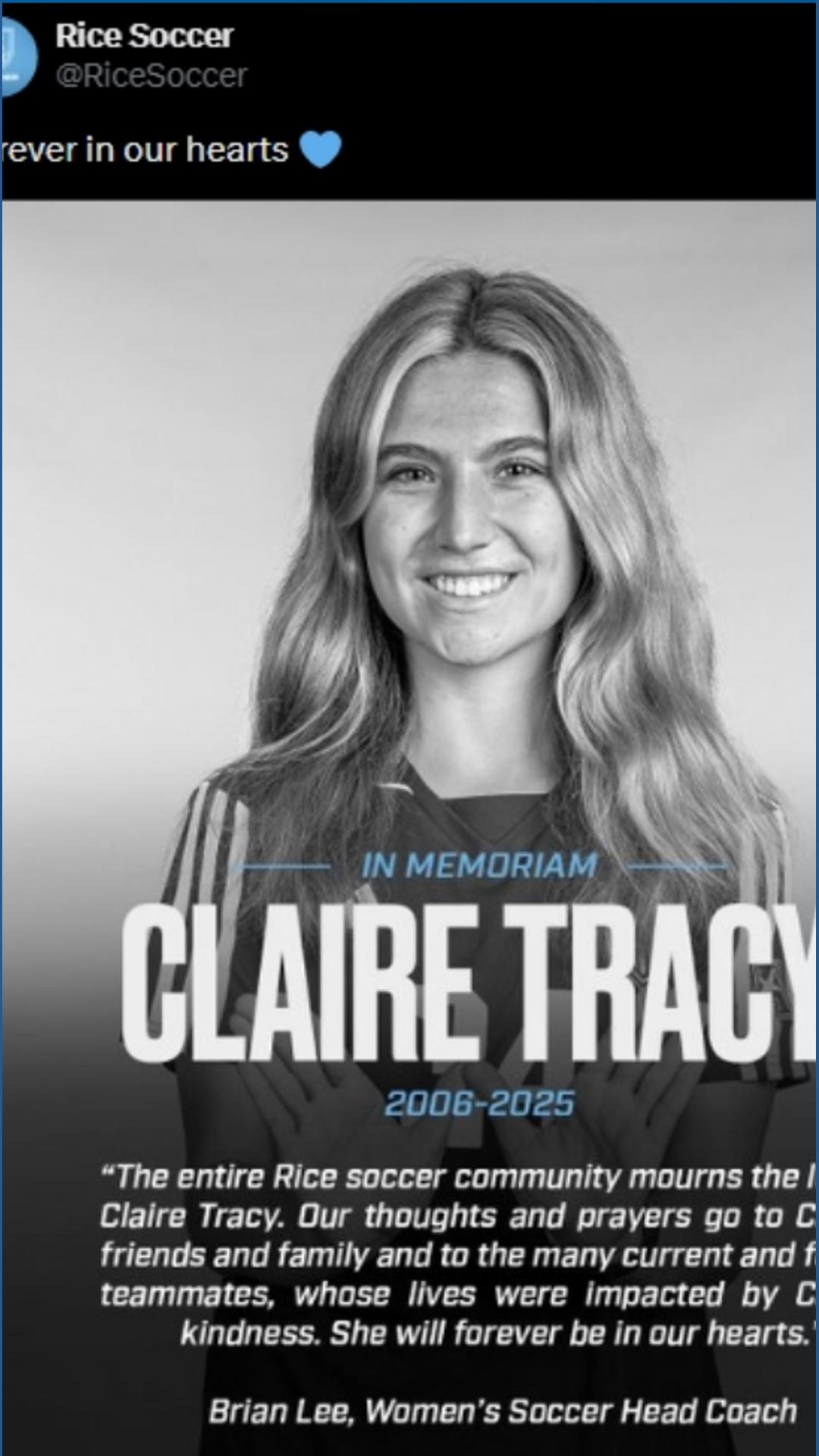 'Forever in our hearts' | Former Rice athlete dies at the age of 19 ...