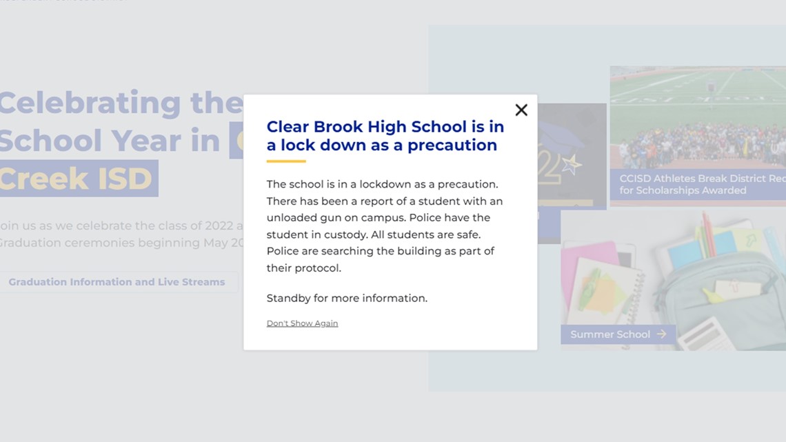 Penguncian Clear Brook High School dicabut setelah ketakutan akan senjata yang diturunkan