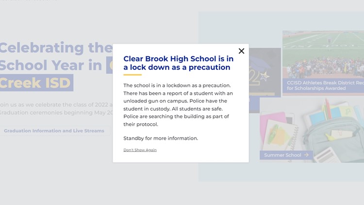 Student in custody after unloaded gun scare at Clear Brook HS, district says