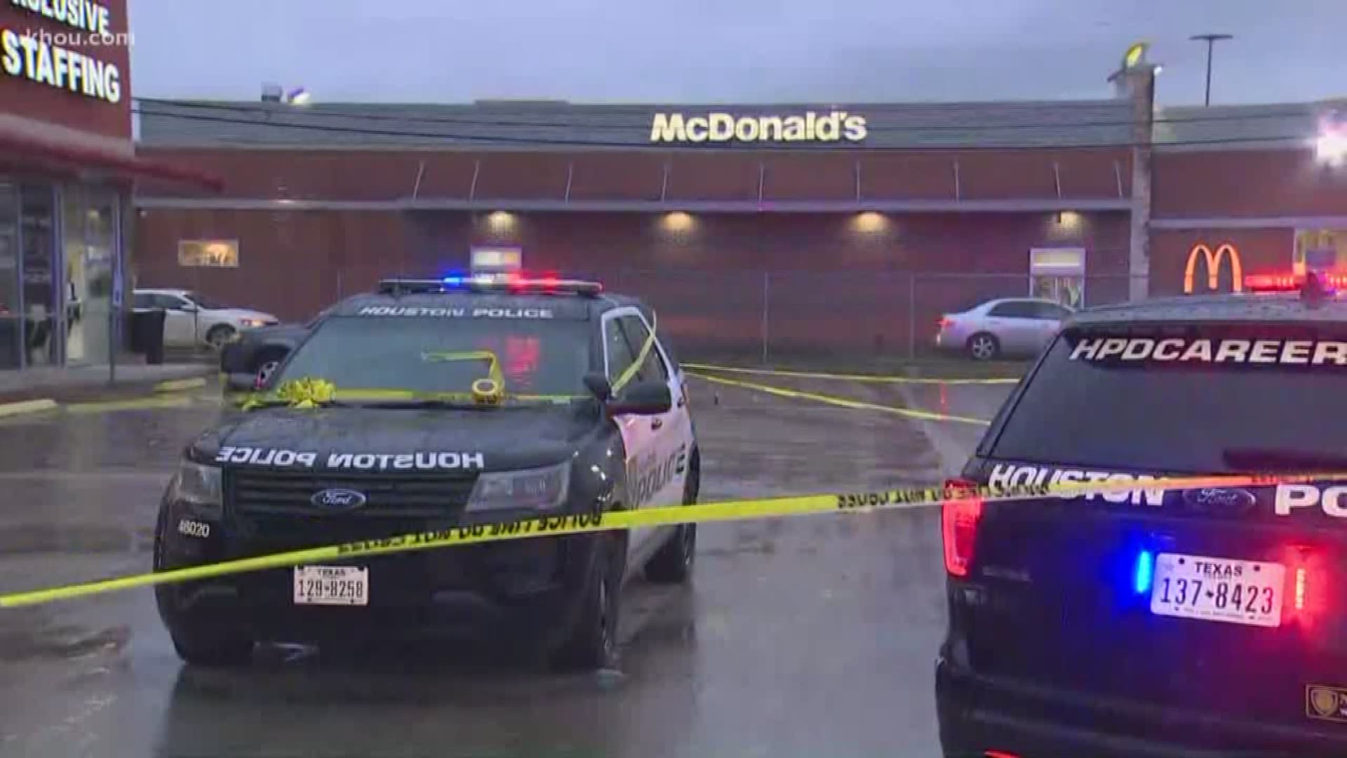 A young child was shot in the leg Monday during an attempted robbery at a McDonald's in north Houston.