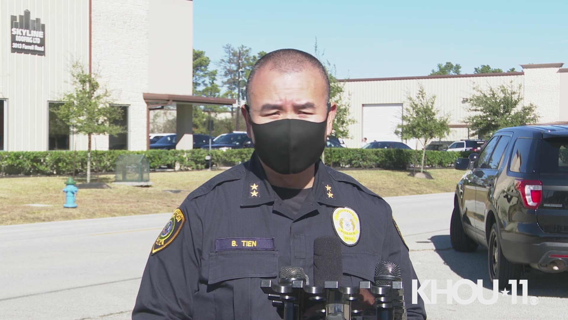 Police arrested a suspect Friday who was found hiding in a dumpster during an alarm call in the north Houston area.