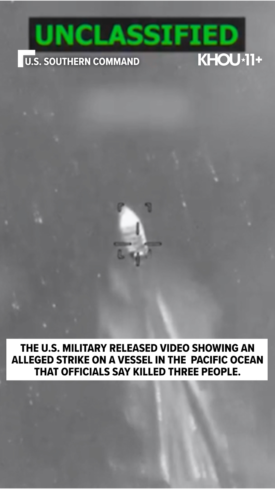 US military releases video of deadly strike on vessel in Pacific | khou.com