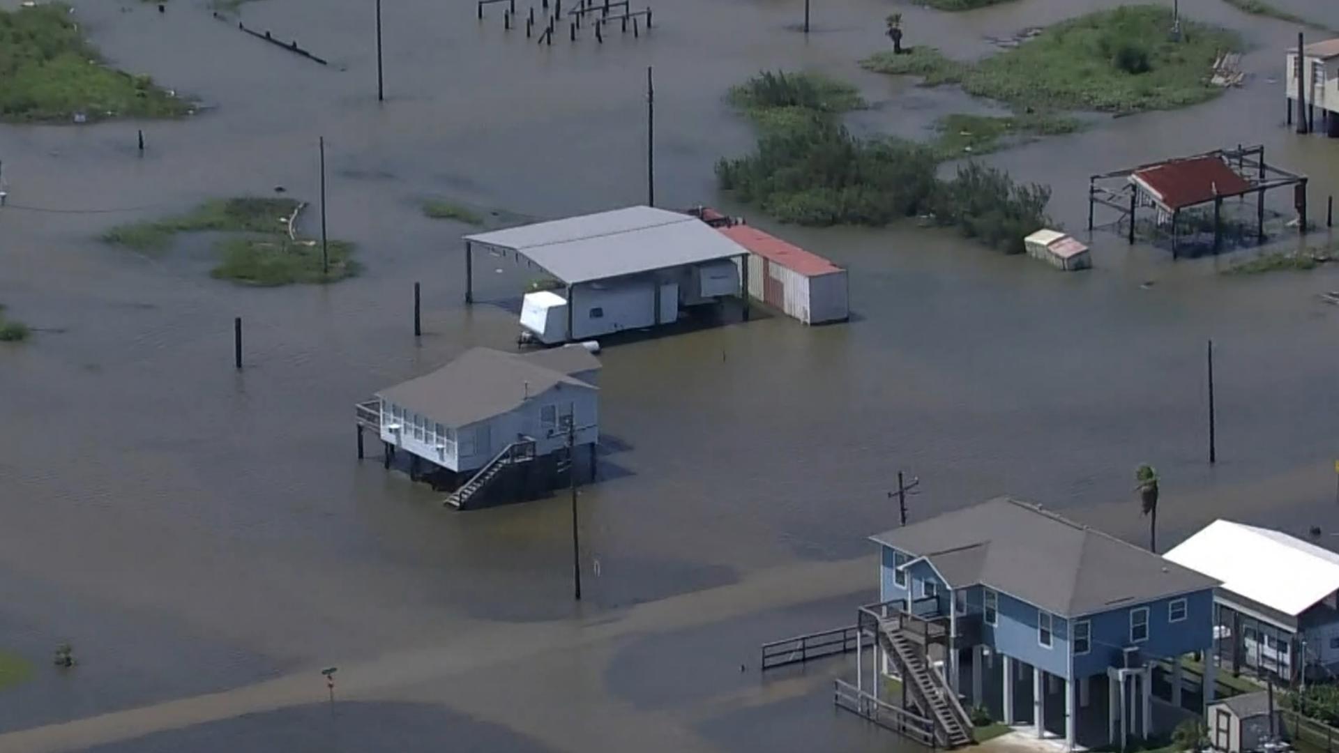 This is a view of the Bolivar Peninsula following flooding caused by high tide and TS Alberto