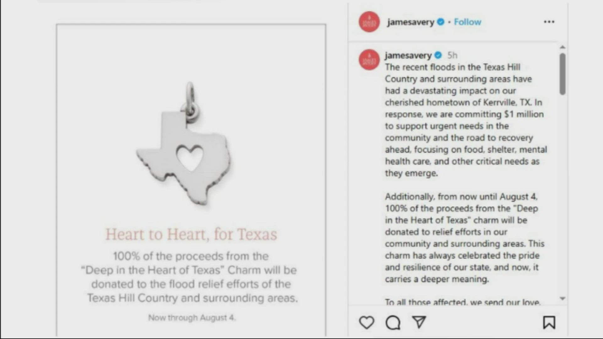 James Avery's flood relief charms have already sold out, but the Hill Country jeweler is now accepting backorders. 