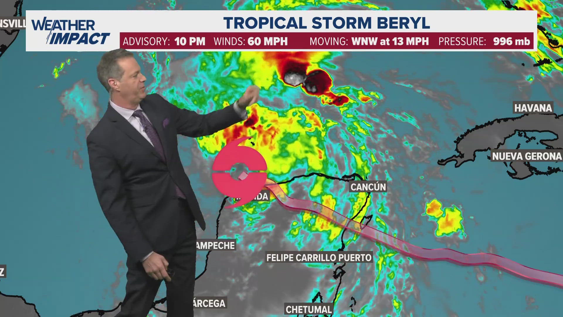 KHOU 11 Chief Meteorologist David Paul has an update on Tropical Storm Beryl at 10 p.m. on Friday, July 5, 2024.