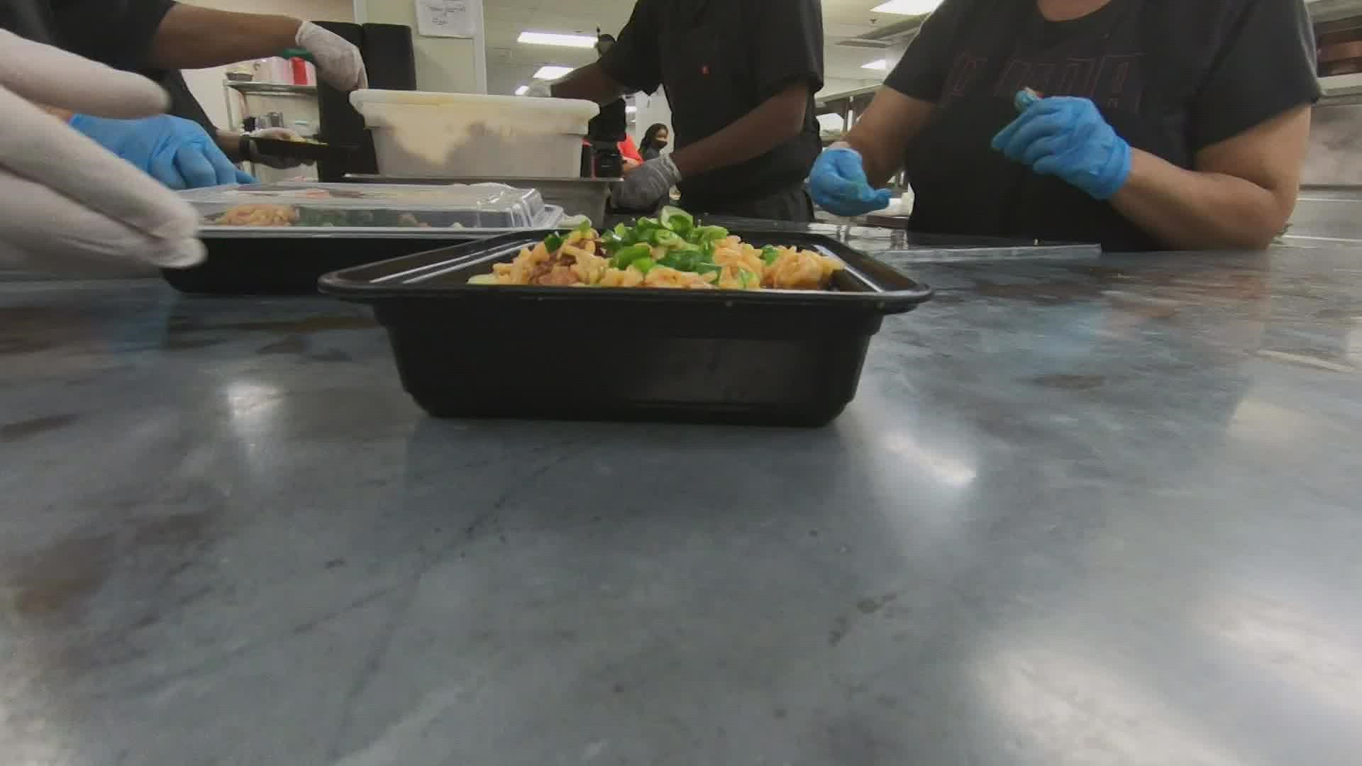The non-profit organization spent two days preparing, cooking and packaging jambalaya that includes shrimp, chicken and andouille sausage.