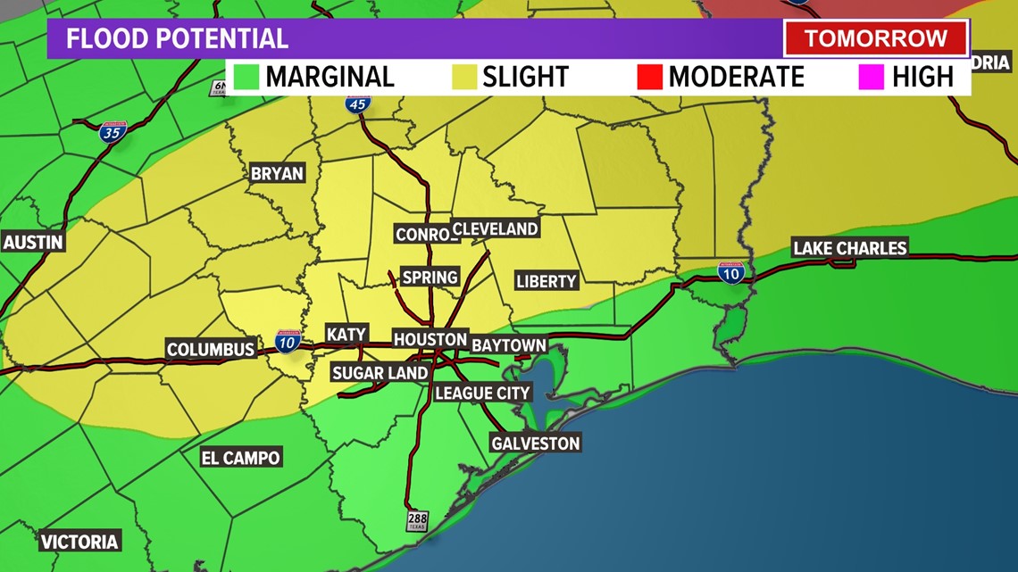 Houston, Texas weather Rain, thunderstorms expected area