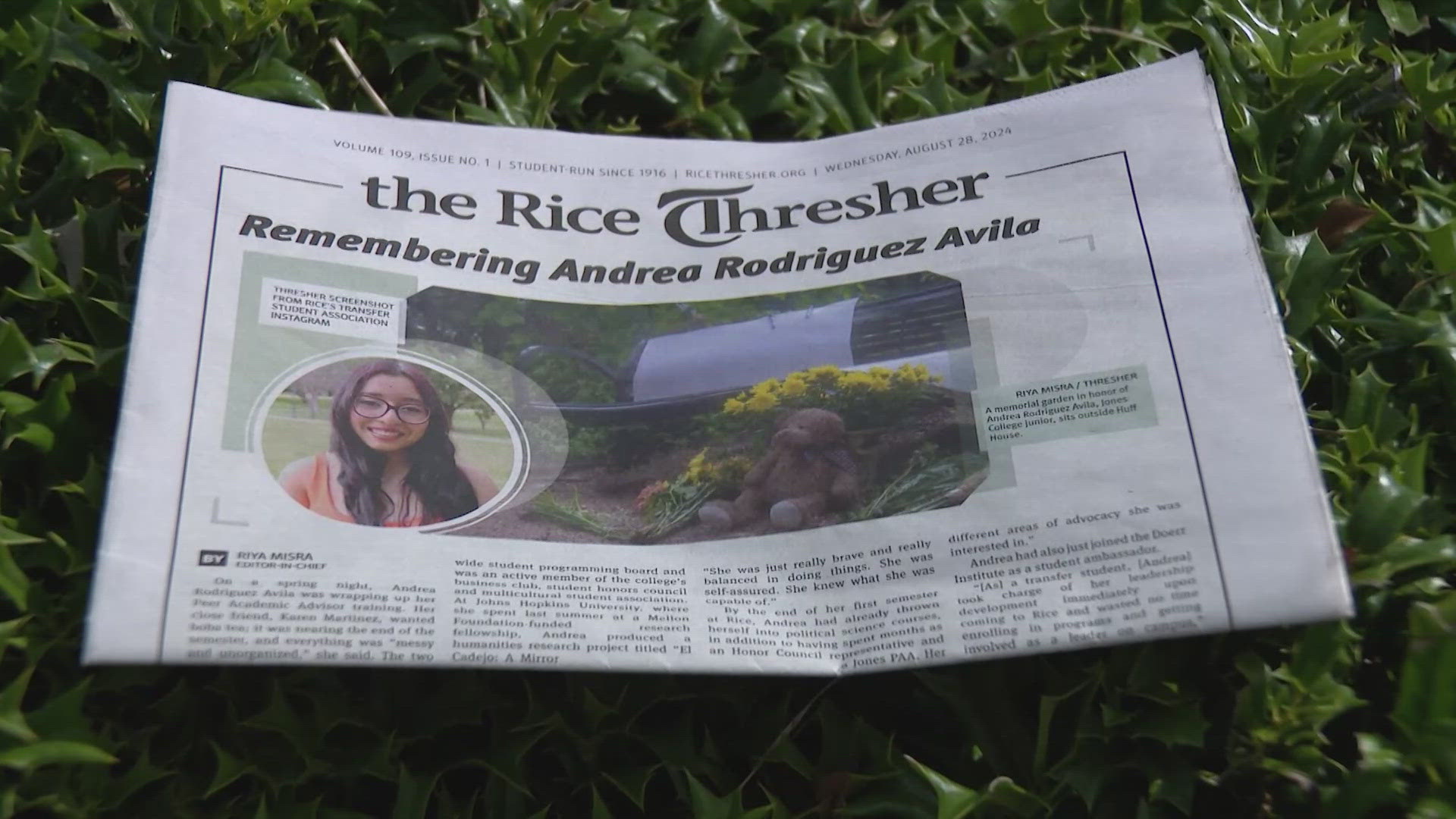 "Let's stand together, honor her spirit and find strength in our unity as a community," University President Reginald DesRoches said.