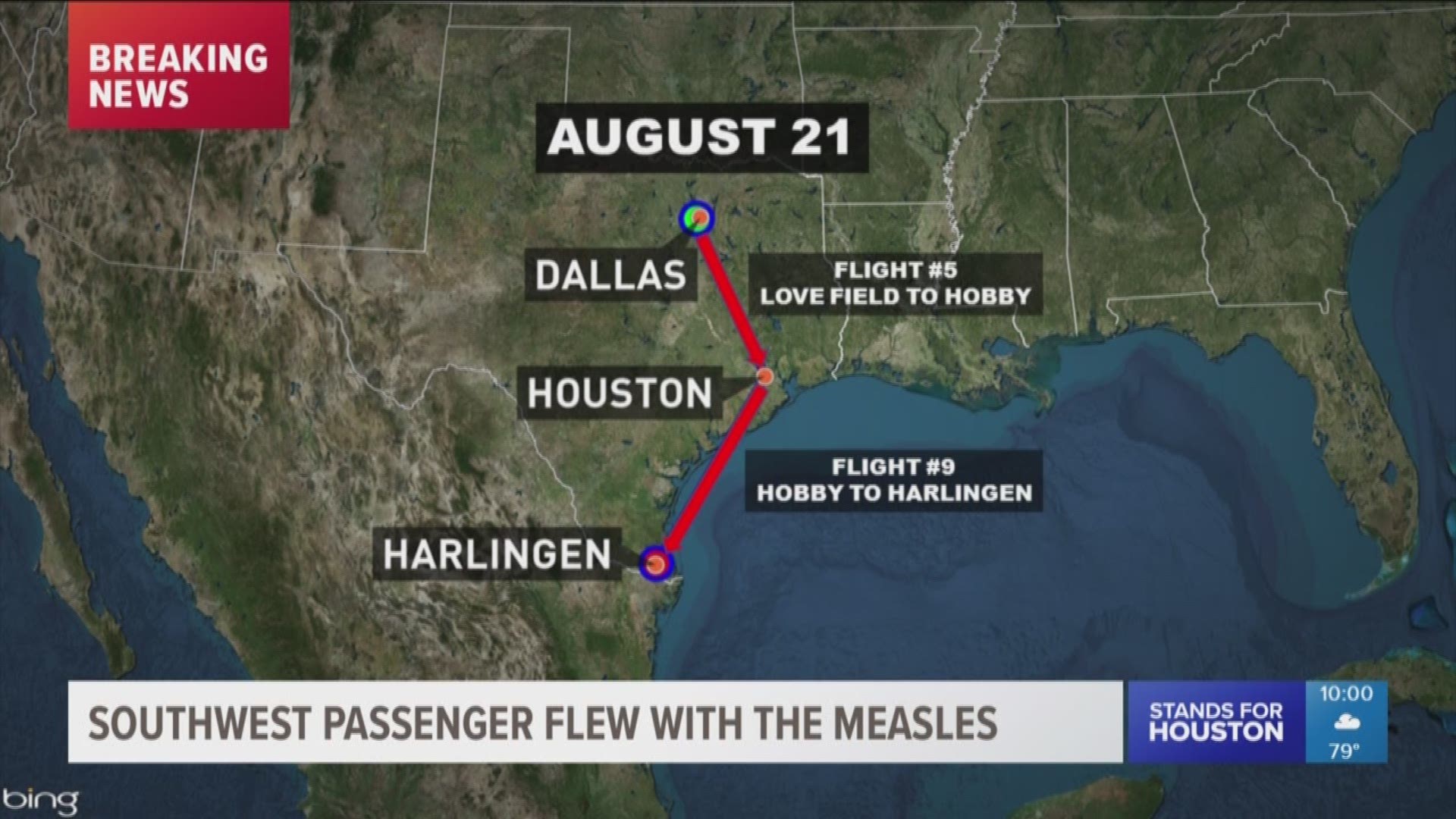 The Houston Health Department (HHD) is working with Southwest Airlines in the investigation of a case of measles involving a north Texas resident who recently connected flights in Houston.