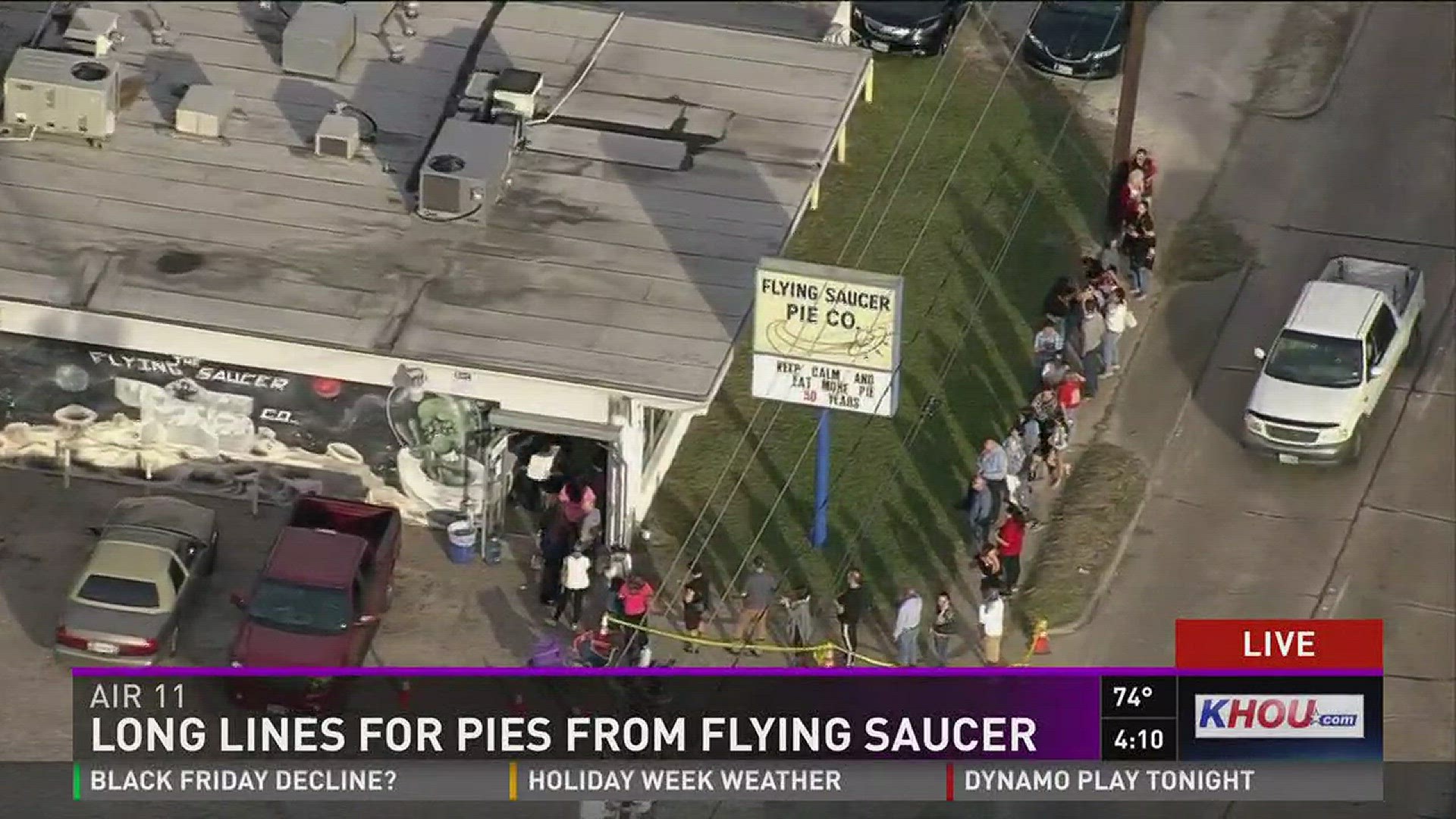 Be sure to give yourself some time to get that delicious pie. Lines have already wrapped outside at Houston favorite Flying Saucer Pie Company.