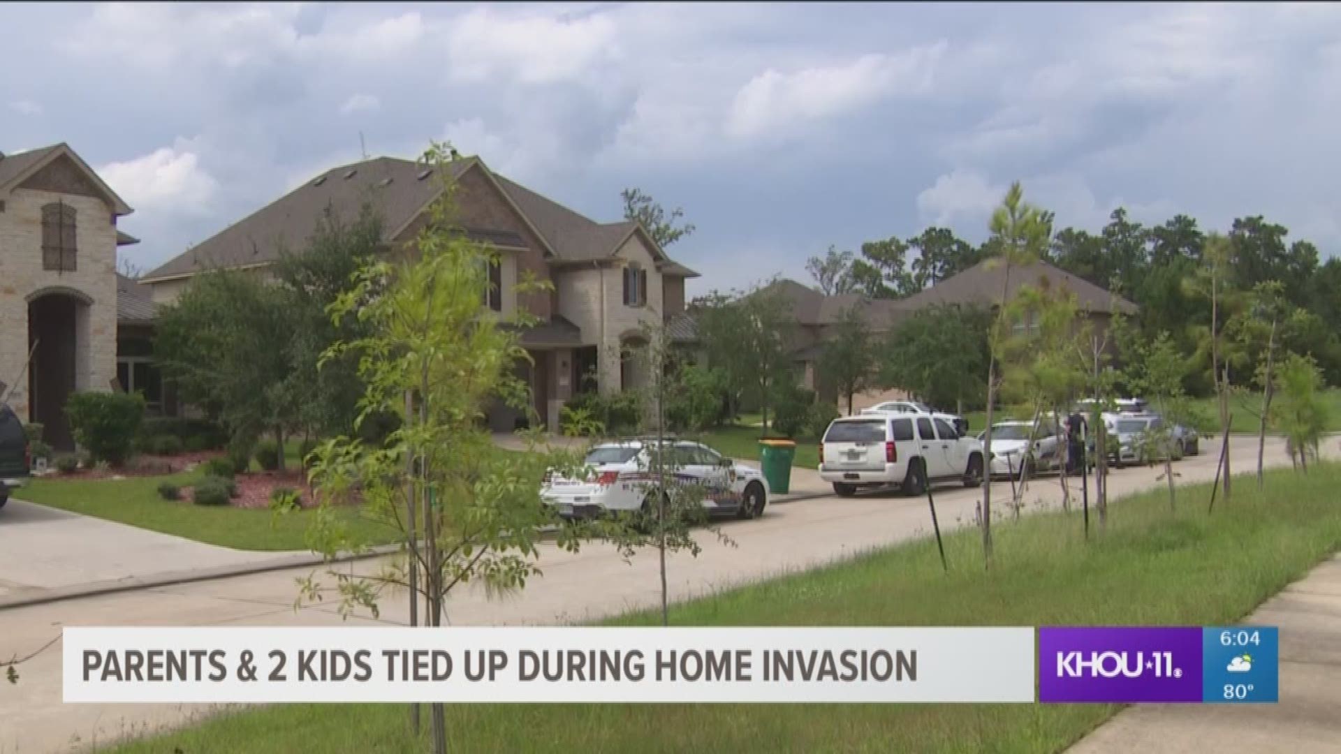 The search continues for four suspects who terrorized a Tomball family Thursday morning. The masked gunman tied up a couple and their two children during the home invasion robbery. The robbers left with some cash in a black Range Rover, according to the H