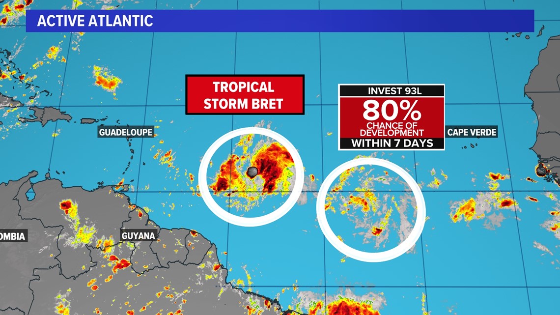 Tropical Storm Bret forms in the Atlantic Ocean